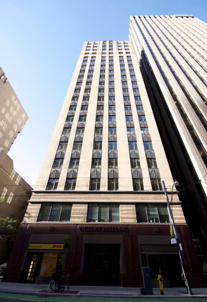 Perspective shot of Dream Office's 80 Richmond St. building in the financial district.